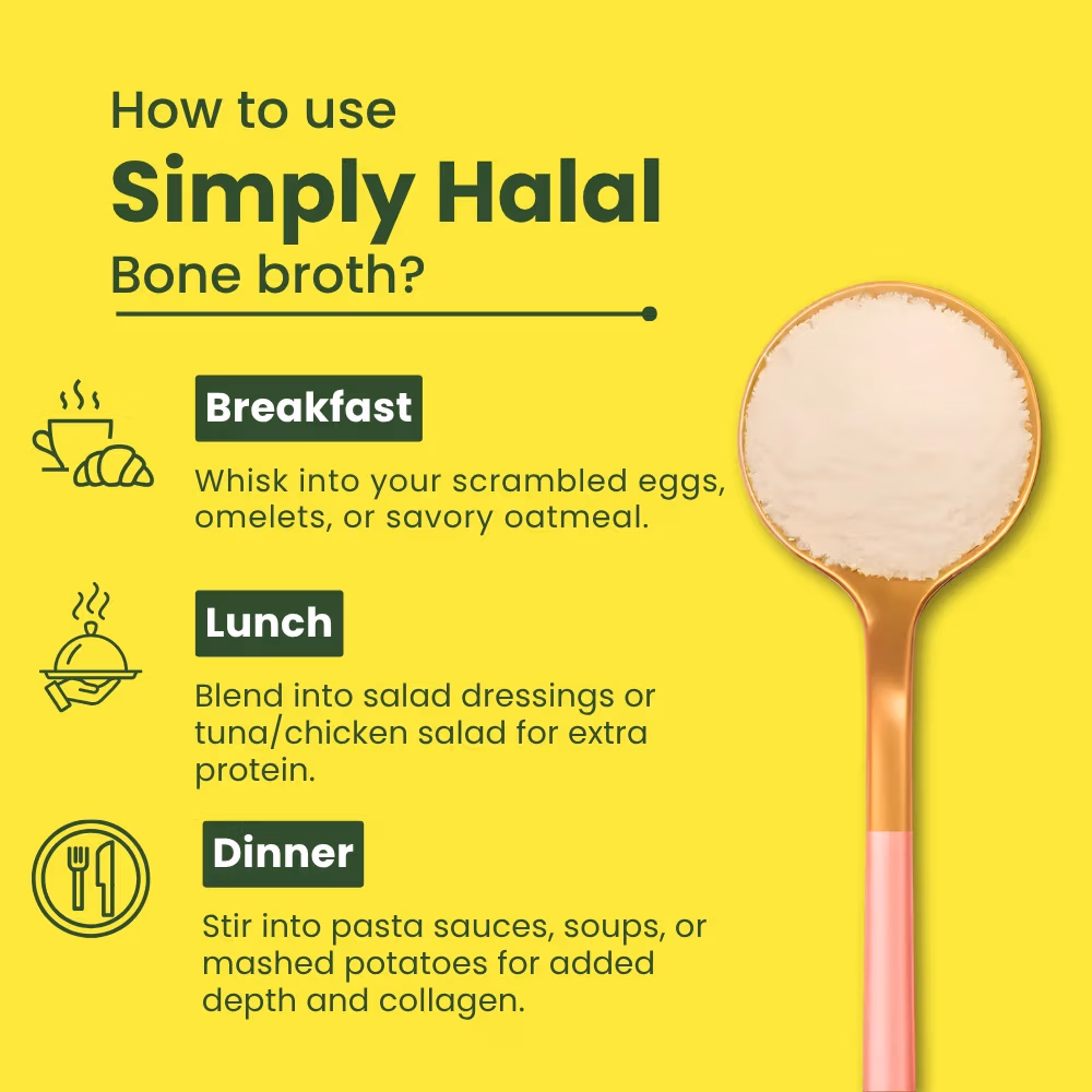 How to use Simply Halal collagen broth powder — lunch and dinner usage guide