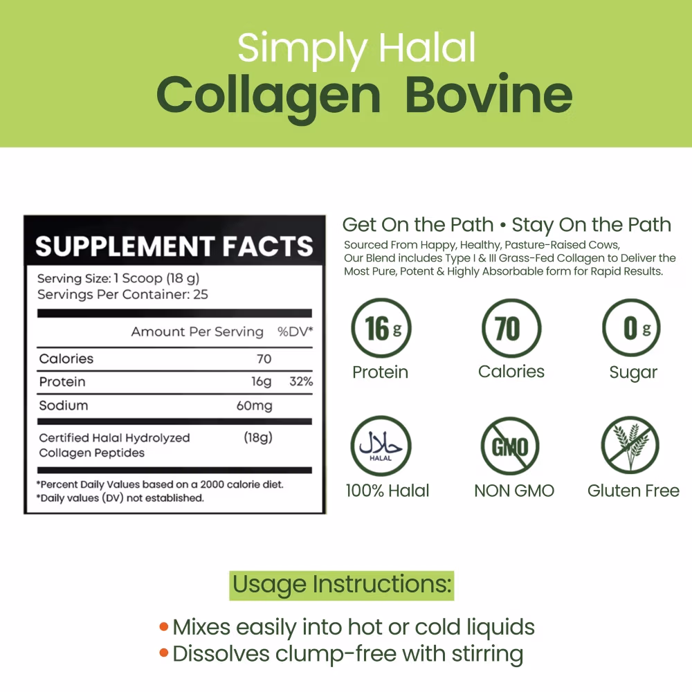 Simply Halal collagen bovine supplement facts