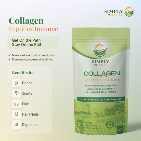 Clean label collagen peptides grass-fed additive-free no maltodextrin no fillers Simply Halal