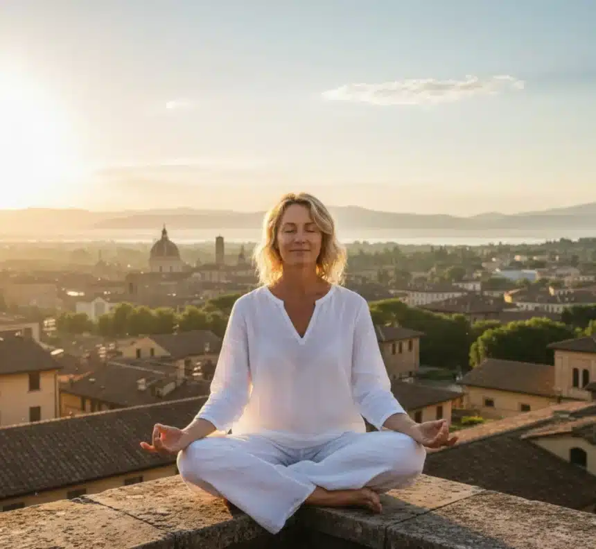 Woman experiencing mental clarity after using natural remedies for brain fog including bone broth and collagen