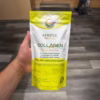 halal collagen broth powder grass fed Halal collagen broth powder in a yellow bag by Simply Halal, ISA-certified grass-fed bovine collagen broth