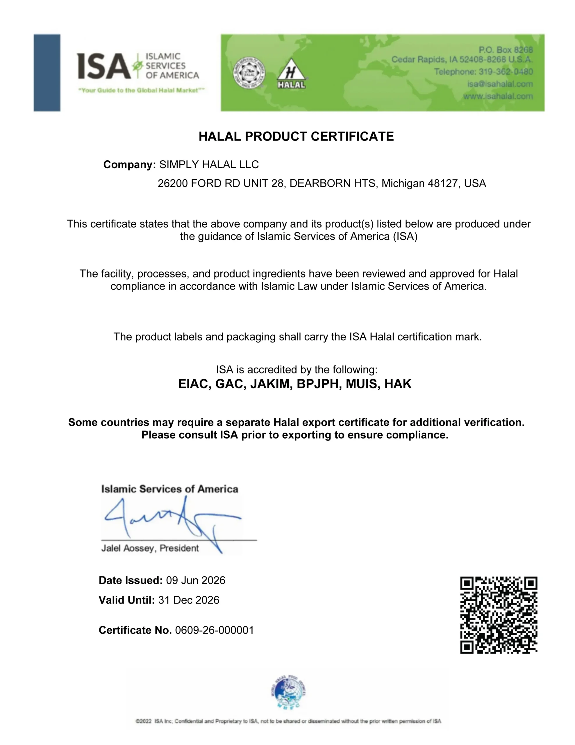 Simply Halal's Halal Certification
